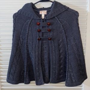 Red Camel cable sweater poncho with hood Girls 14